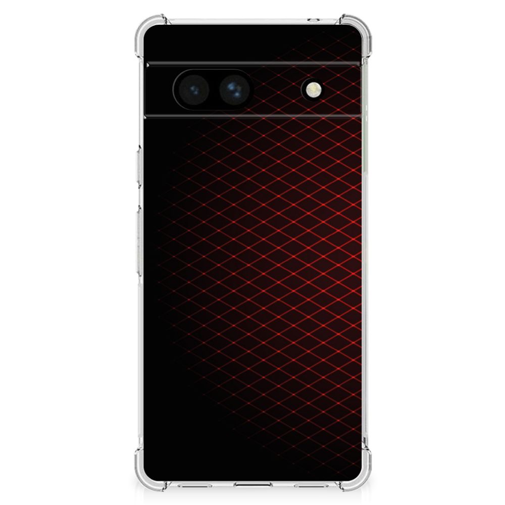 Google Pixel 7A Doorzichtige Silicone Hoesje Geruit Rood B2C Telecom