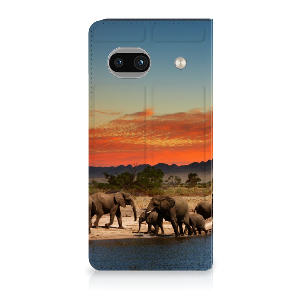 Google Pixel 7A Hoesje maken Olifanten olifanten landschap design voorkant