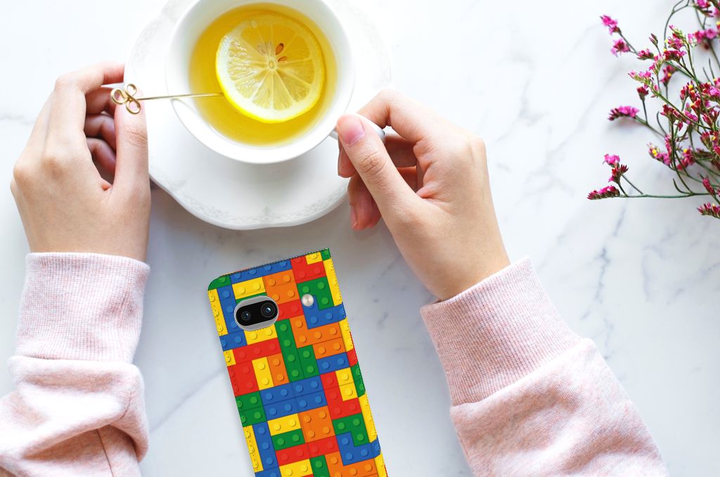 Google Pixel 7A Hoesje met Magneet Blokken ontwerp bovenaanzicht