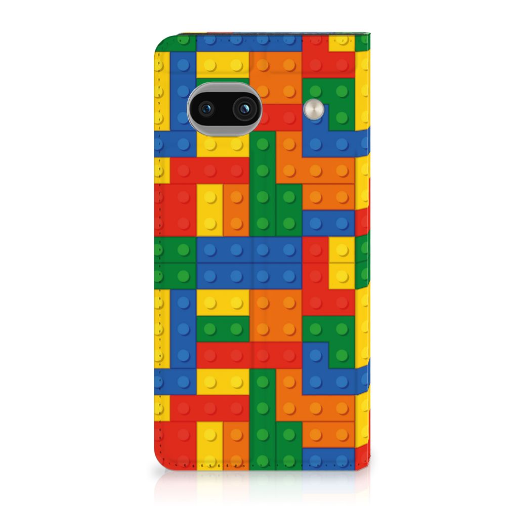Google Pixel 7A Hoesje met Magneet Blokken design Lego blokken kleurrijk aanzicht