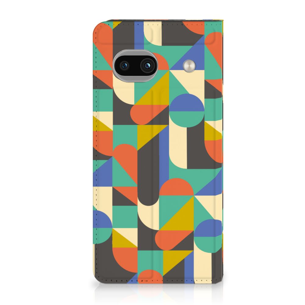 Google Pixel 7A Hoesje met Magneet Funky Retro design funky retro aanzicht