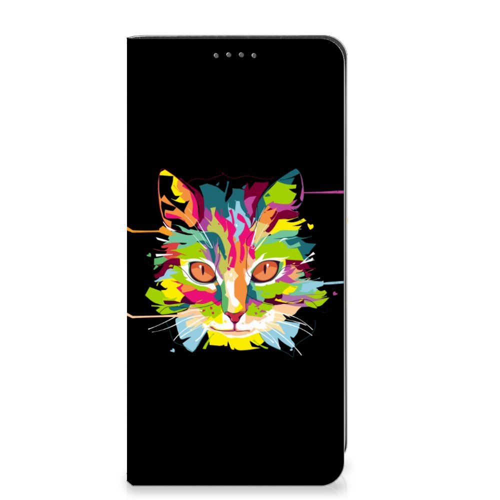 Google Pixel 7A Magnet Case Cat Color design katten gezicht aanzicht
