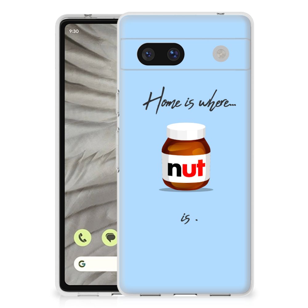 Google Pixel 7A Siliconen Case Nut Home voorkant blauwe kleur tpu hoesje
