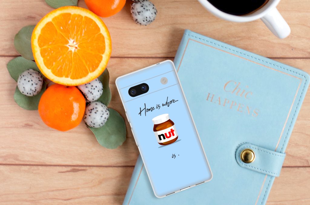 Google Pixel 7A Siliconen Case Nut Home designnaam aanzicht