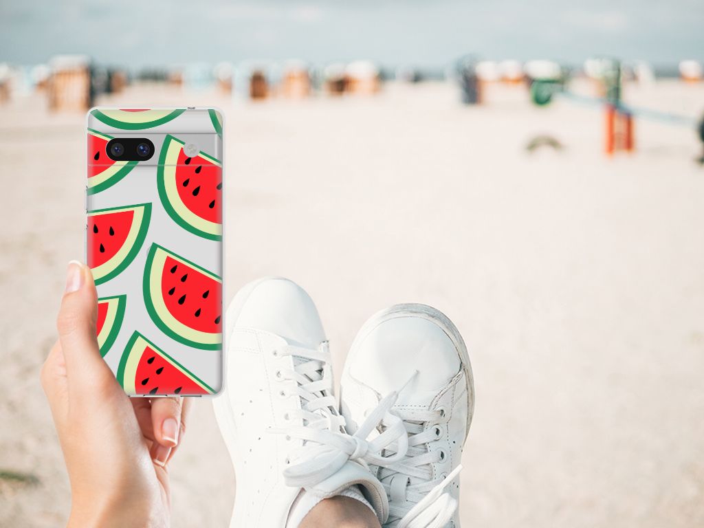 Google Pixel 7A Siliconen Case Watermelons design watermeloenen aanzicht