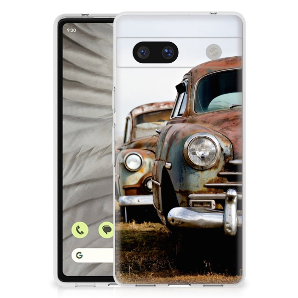 Google Pixel 7A Siliconen Hoesje met foto Vintage Auto B2C Telecom