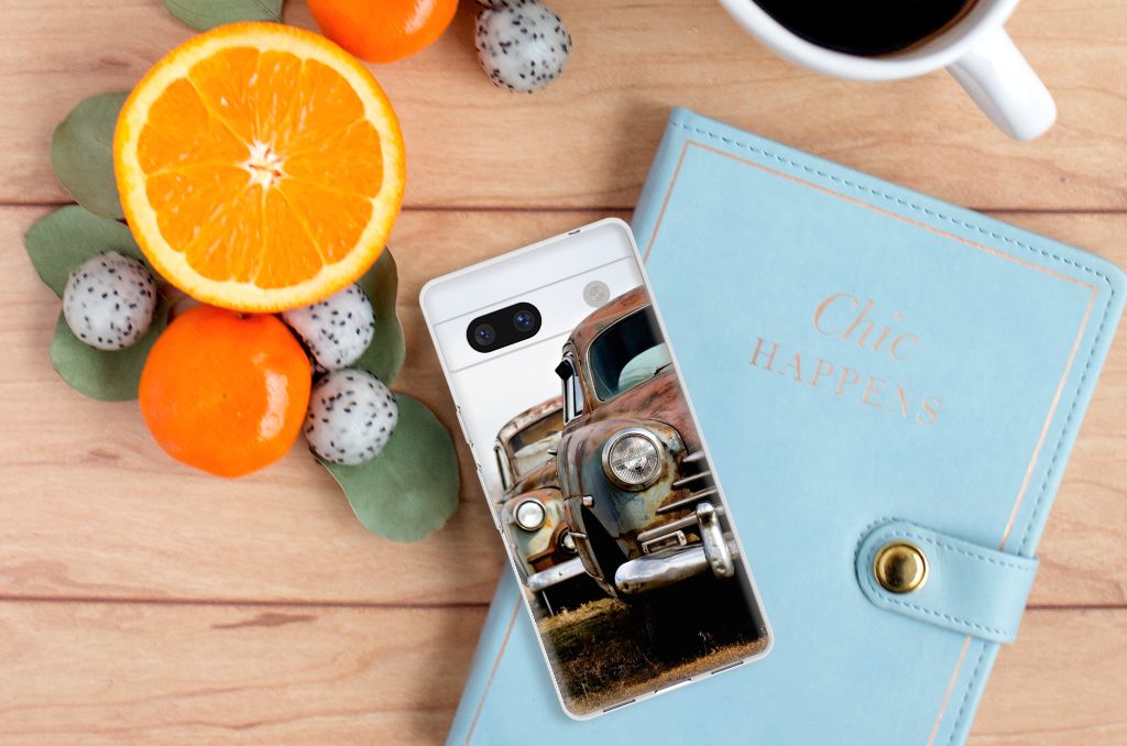 Google Pixel 7A Siliconen Hoesje met foto Vintage Auto B2C Telecom