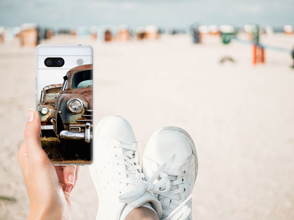 Google Pixel 7A Siliconen Hoesje met foto Vintage Auto B2C Telecom
