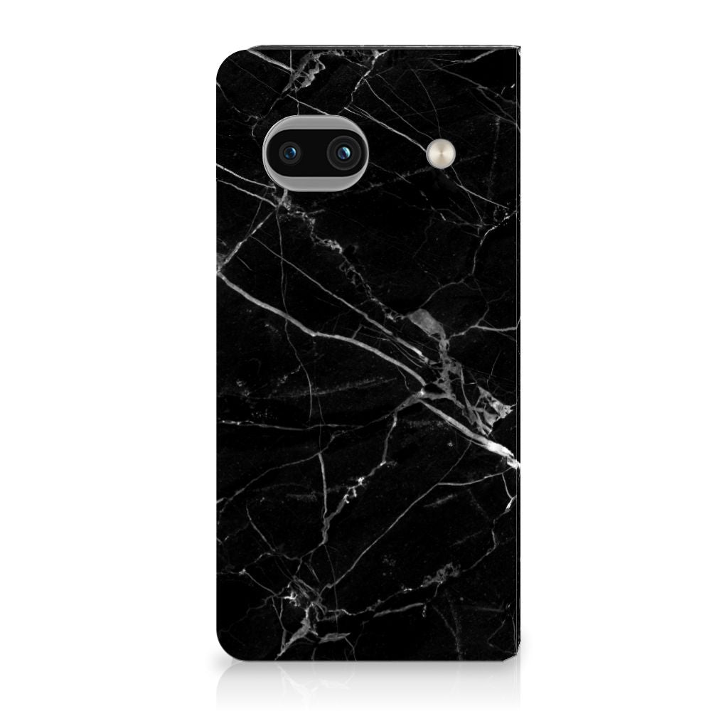 Google Pixel 7A Standcase Marmer Zwart Origineel Cadeau Vader zwart marmer design achterkant