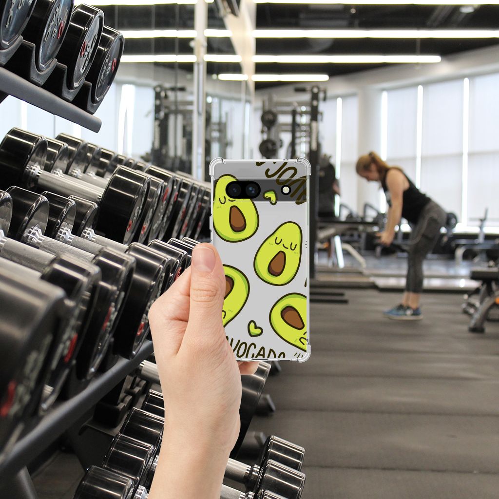 Google Pixel 7A Stevig Bumper Hoesje Avocado Singing hand in sports gym
