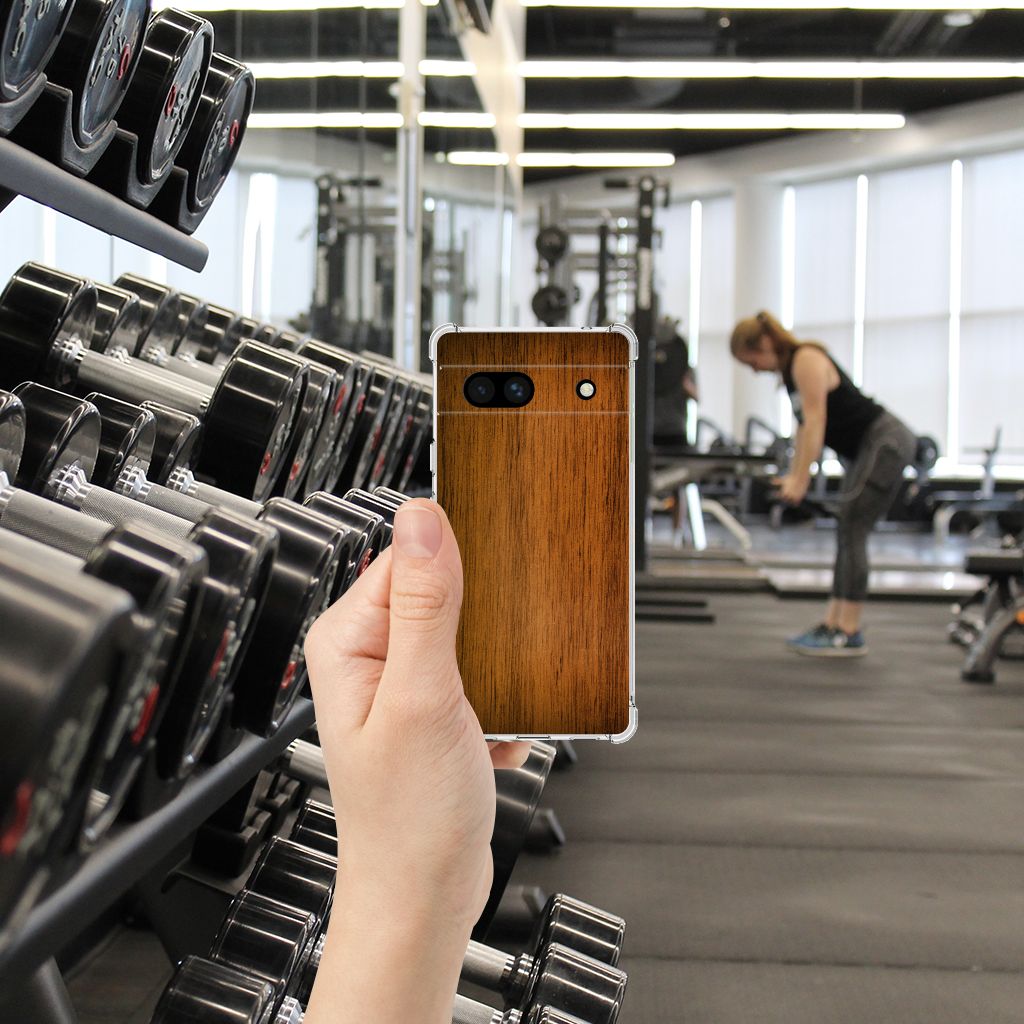Google Pixel 7A Stevig Telefoonhoesje Donker Hout B2C Telecom