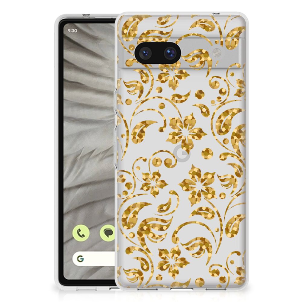 Google Pixel 7A TPU Case Gouden Bloemen B2C Telecom