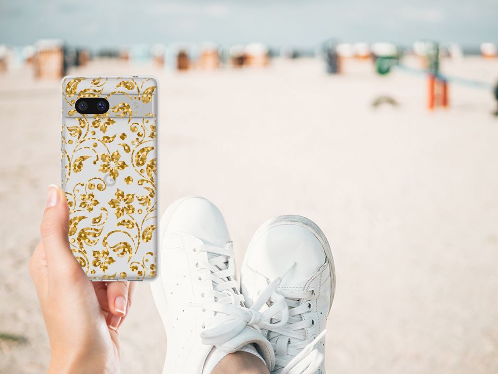 Google Pixel 7A TPU Case Gouden Bloemen B2C Telecom