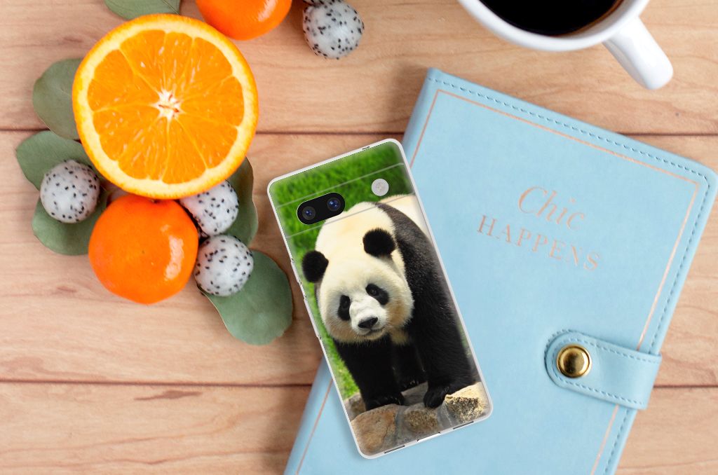 Google Pixel 7A TPU Hoesje Panda panda design vooraanzicht