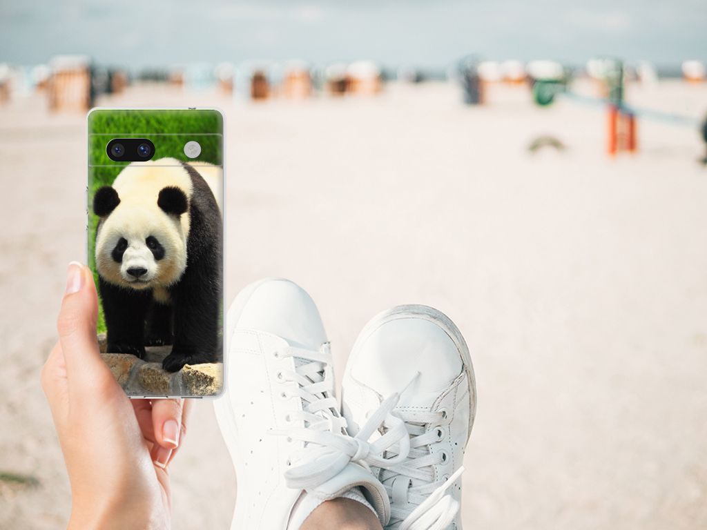 Google Pixel 7A TPU Hoesje Panda telefoon case panda strand