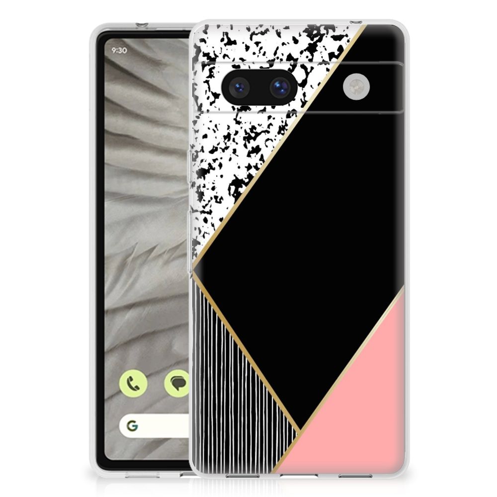 Google Pixel 7A TPU Hoesje Zwart Roze Vormen B2C Telecom
