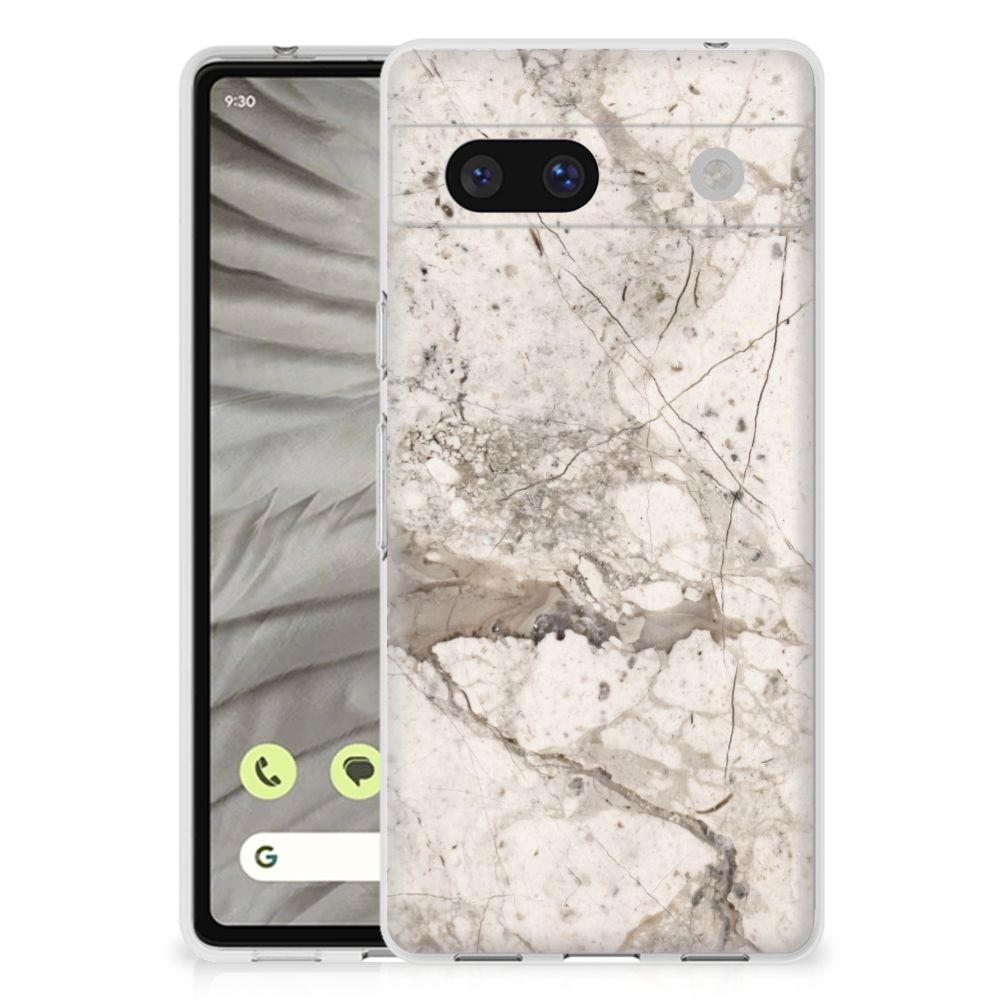 Google Pixel 7A TPU Siliconen Hoesje Marmer Beige B2C Telecom