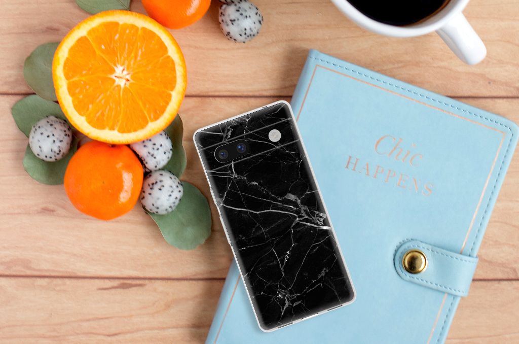 Google Pixel 7A TPU Siliconen Hoesje Marmer Zwart - Origineel Cadeau Vader B2C Telecom