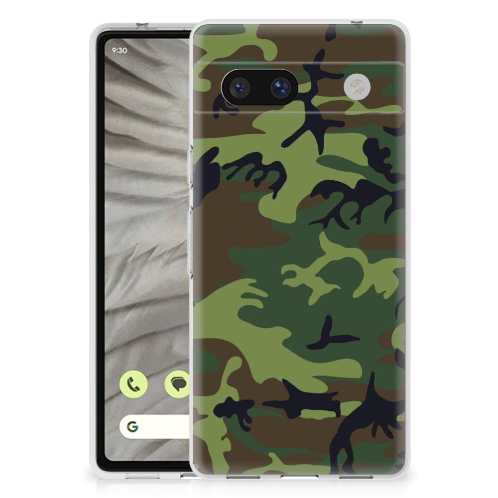 Google Pixel 7A TPU bumper Army Dark camouflage voorkant achterkant