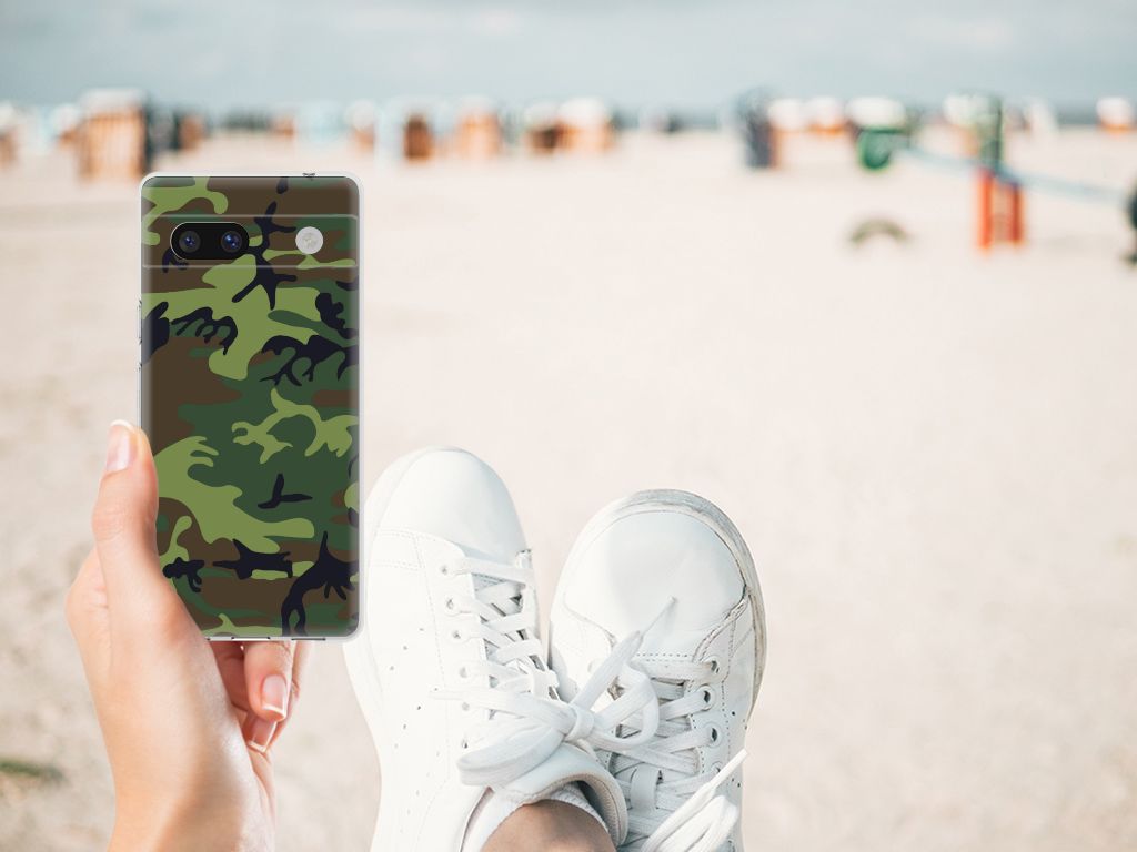 Google Pixel 7A TPU bumper Army Dark camouflage design hand beach
