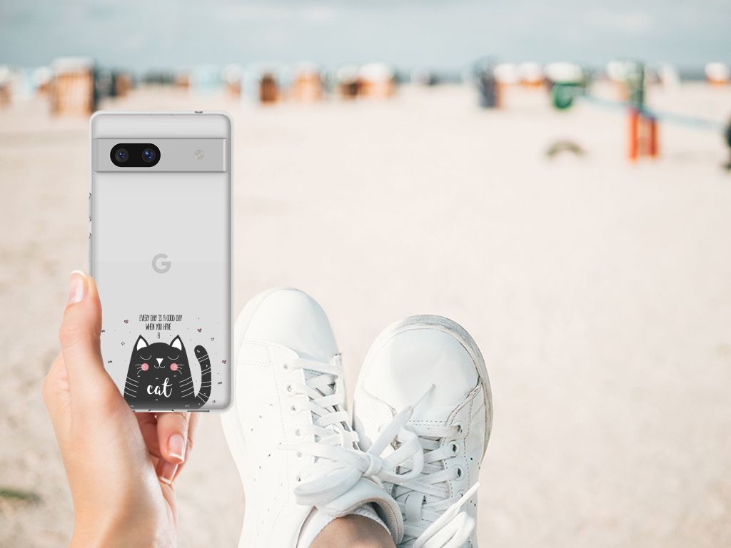 Google Pixel 7A Telefoonhoesje met Naam Cat Good Day B2C Telecom