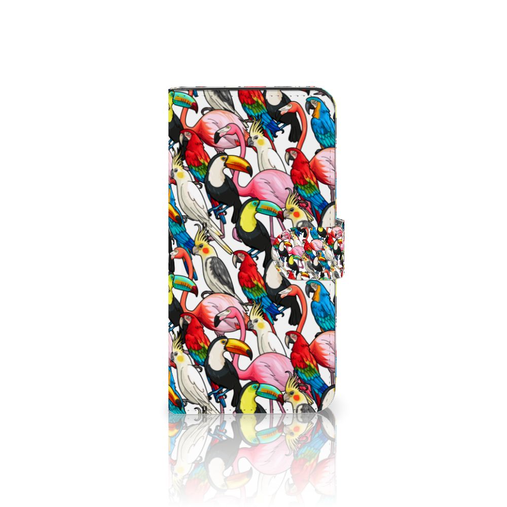 Google Pixel 7A Telefoonhoesje met Pasjes Birds kleurrijk design vogels aanzicht