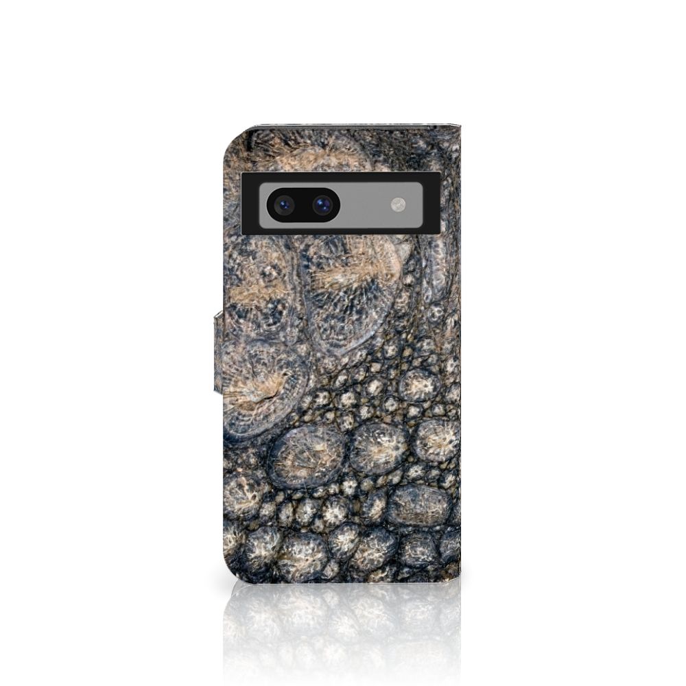 Google Pixel 7A Telefoonhoesje met Pasjes Krokodillenprint telefoonhoesje krokodillenprint aanzicht