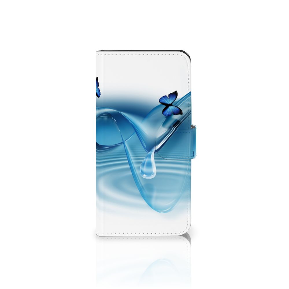 Google Pixel 7A Telefoonhoesje met Pasjes Vlinders bookstyle blauwe vlinders water golf