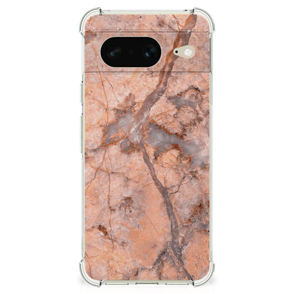 Google Pixel 8 Anti-Shock Hoesje Marmer Oranje B2C Telecom