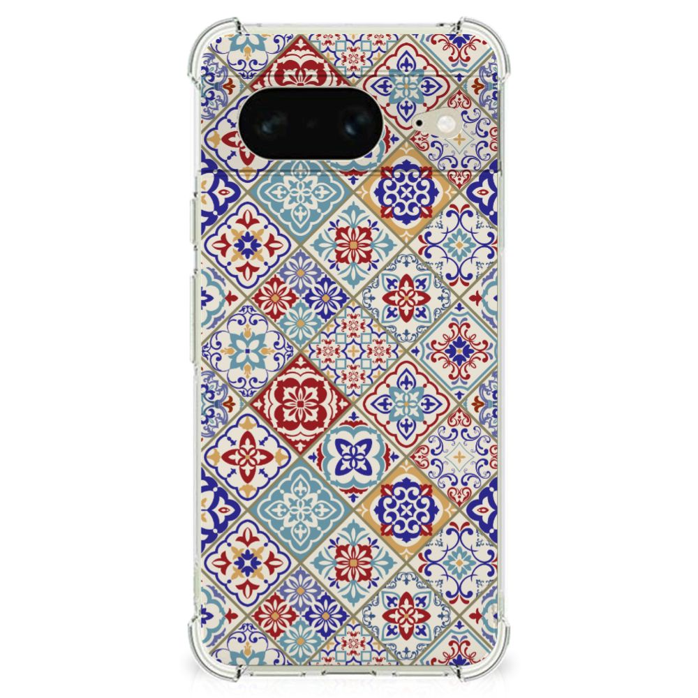 Google Pixel 8 Anti-Shock Hoesje Tiles Color telefoonhoesje design Tiles Color aanzicht