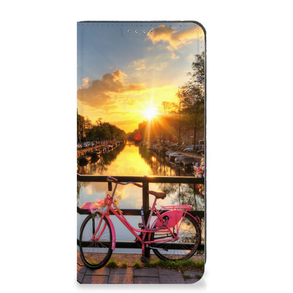 Google Pixel 8 Book Cover Amsterdamse Grachten design fiets zonsondergang aanzicht