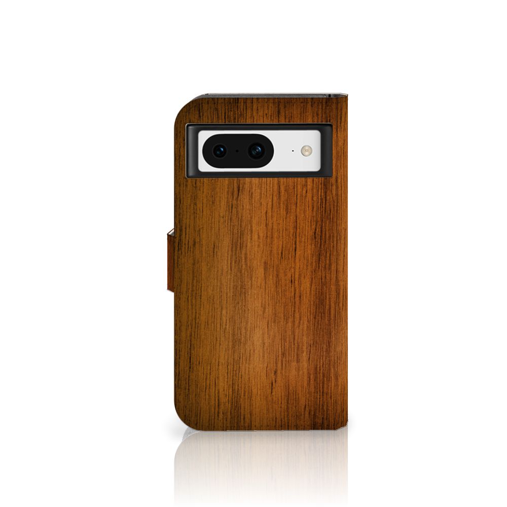 Google Pixel 8 Book Style Case Donker Hout book style case donker hout aanzicht