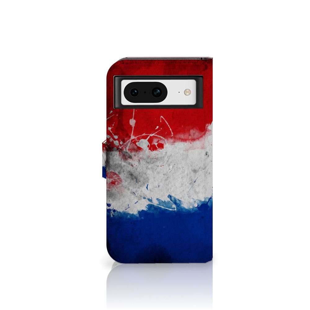 Google Pixel 8 Bookstyle Case Nederland met artistiek design van de Nederlandse vlag