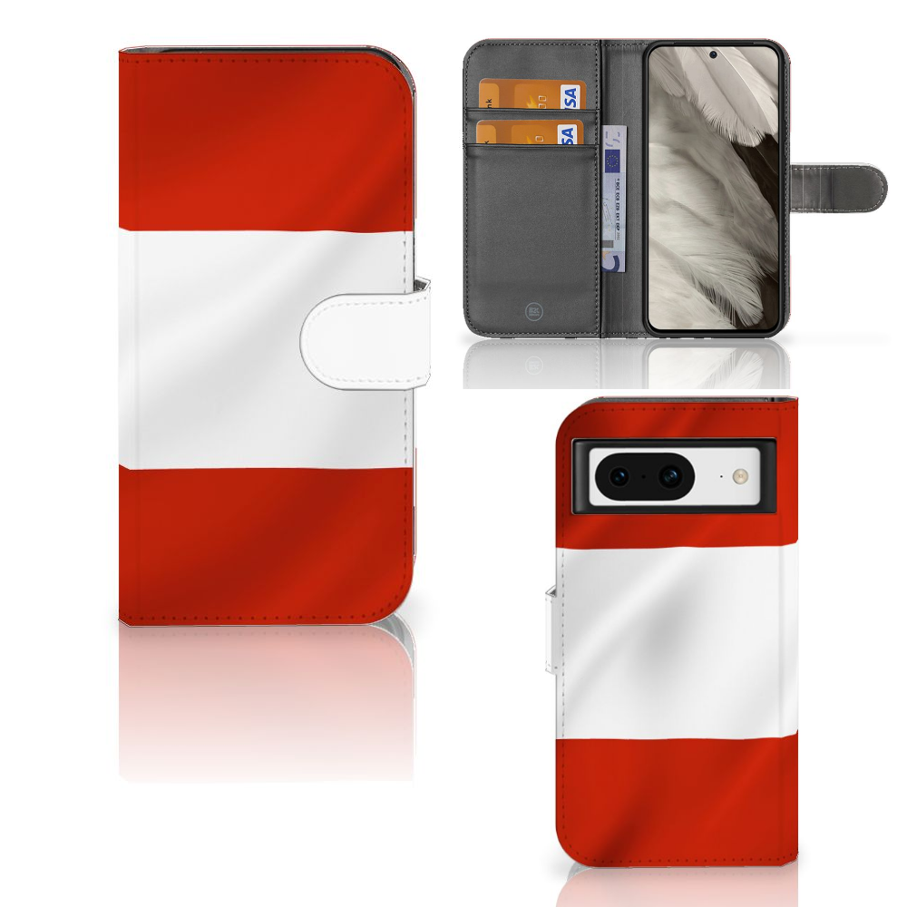 Google Pixel 8 Bookstyle Case Oostenrijk bookstyle design voorkant achterkant