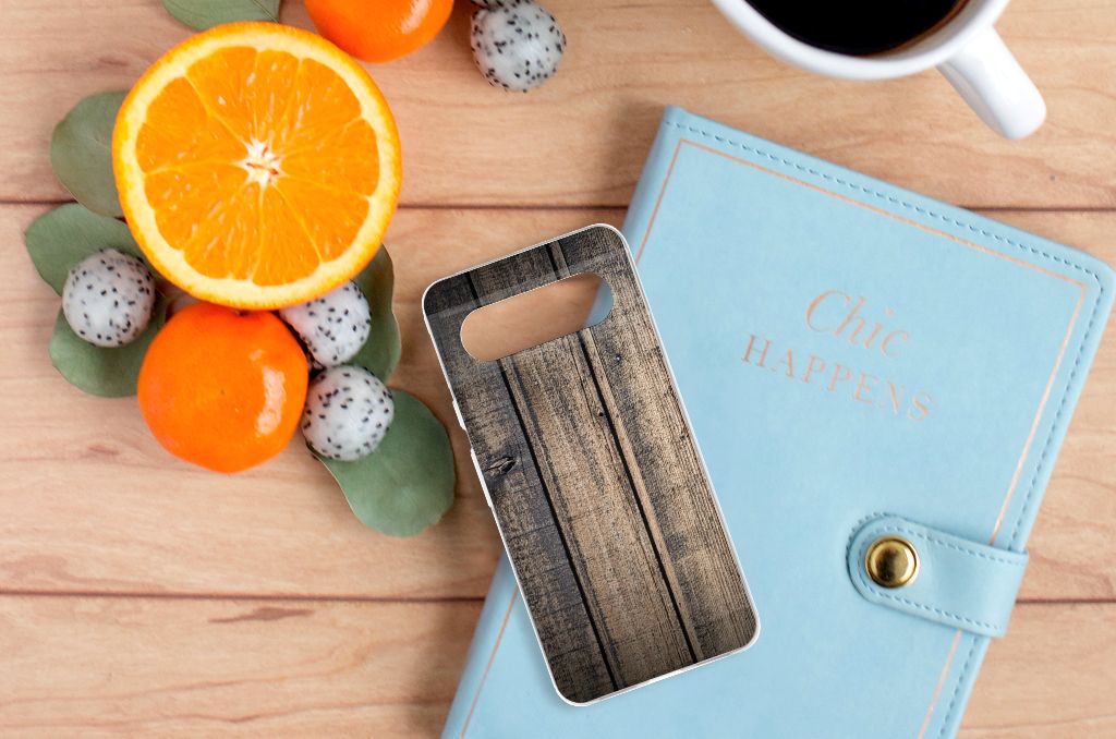 Google Pixel 8 Bumper Hoesje Steigerhout design steigerhout aanzicht