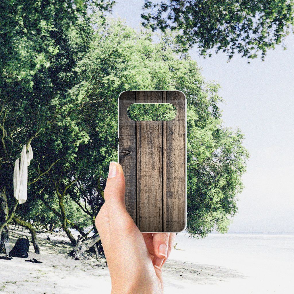 Google Pixel 8 Bumper Hoesje Steigerhout steigerhout design hand vooraanzicht
