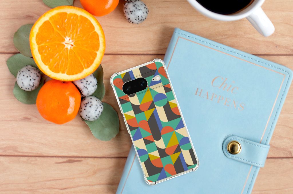 Google Pixel 8 Doorzichtige Silicone Hoesje Funky Retro B2C Telecom