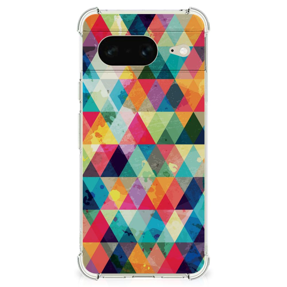 Google Pixel 8 Doorzichtige Silicone Hoesje Geruit B2C Telecom