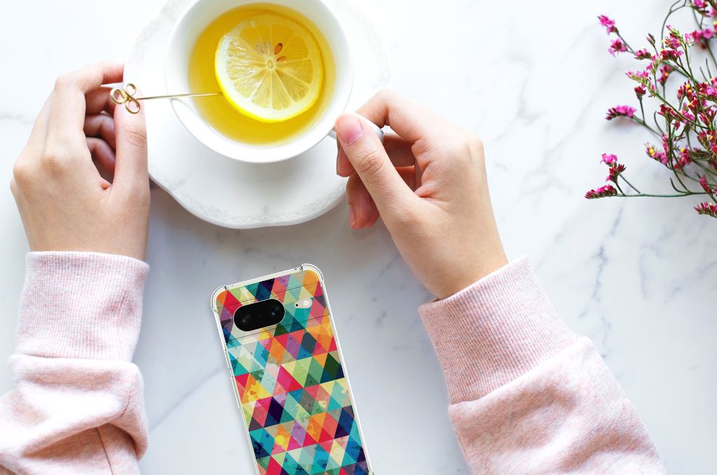Google Pixel 8 Doorzichtige Silicone Hoesje Geruit B2C Telecom