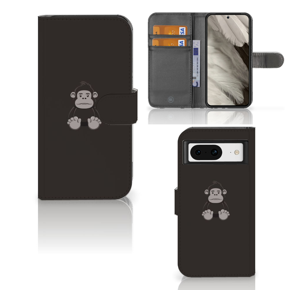 Google Pixel 8 Leuk Hoesje Gorilla hoesje gorilla design zwart aanzicht