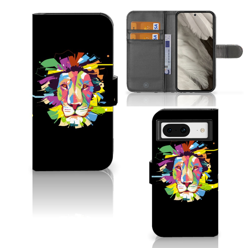 Google Pixel 8 Leuk Hoesje Lion Color telefoonhoesje lion color aanzicht