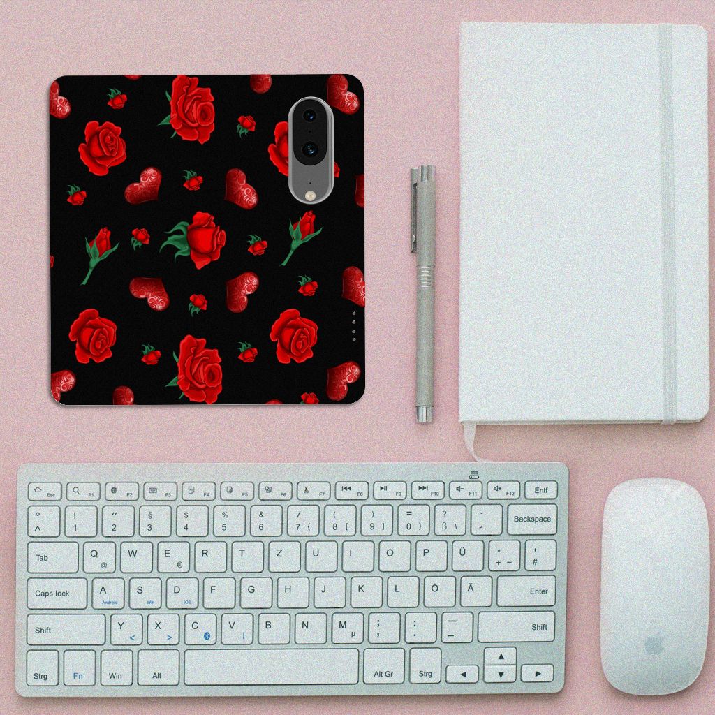 Google Pixel 8 Magnet Case Valentine rozen hartjes bovenaanzicht