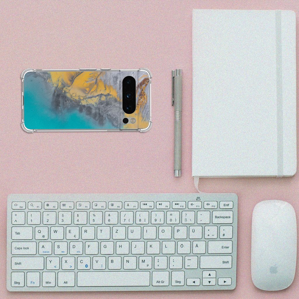Google Pixel 8 Pro Anti-Shock Hoesje Marble Blue Gold B2C Telecom