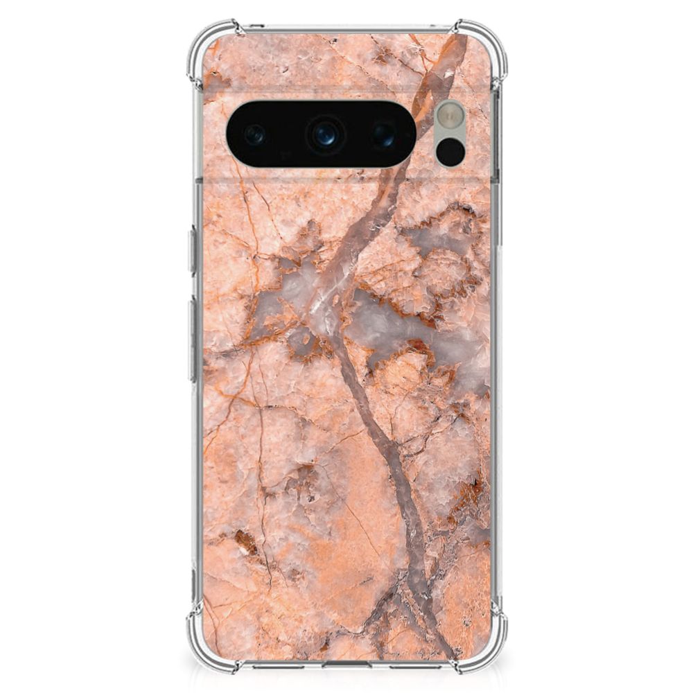 Google Pixel 8 Pro Anti-Shock Hoesje Marmer Oranje B2C Telecom
