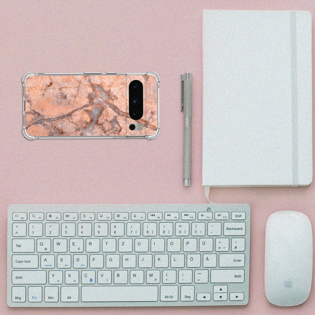 Google Pixel 8 Pro Anti-Shock Hoesje Marmer Oranje B2C Telecom