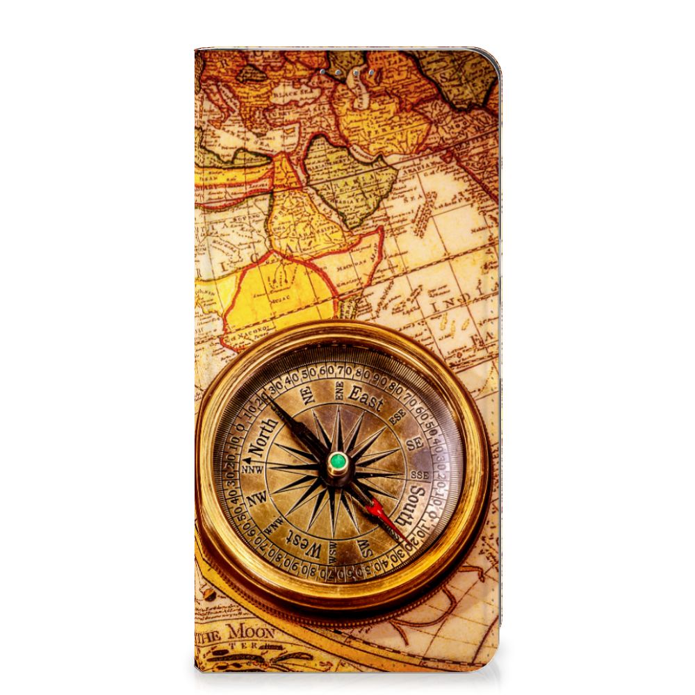 Google Pixel 8 Pro Book Cover Kompas met vintage kaart en kompasdesign 🧭 voor gebruiksgemak en bescherming.