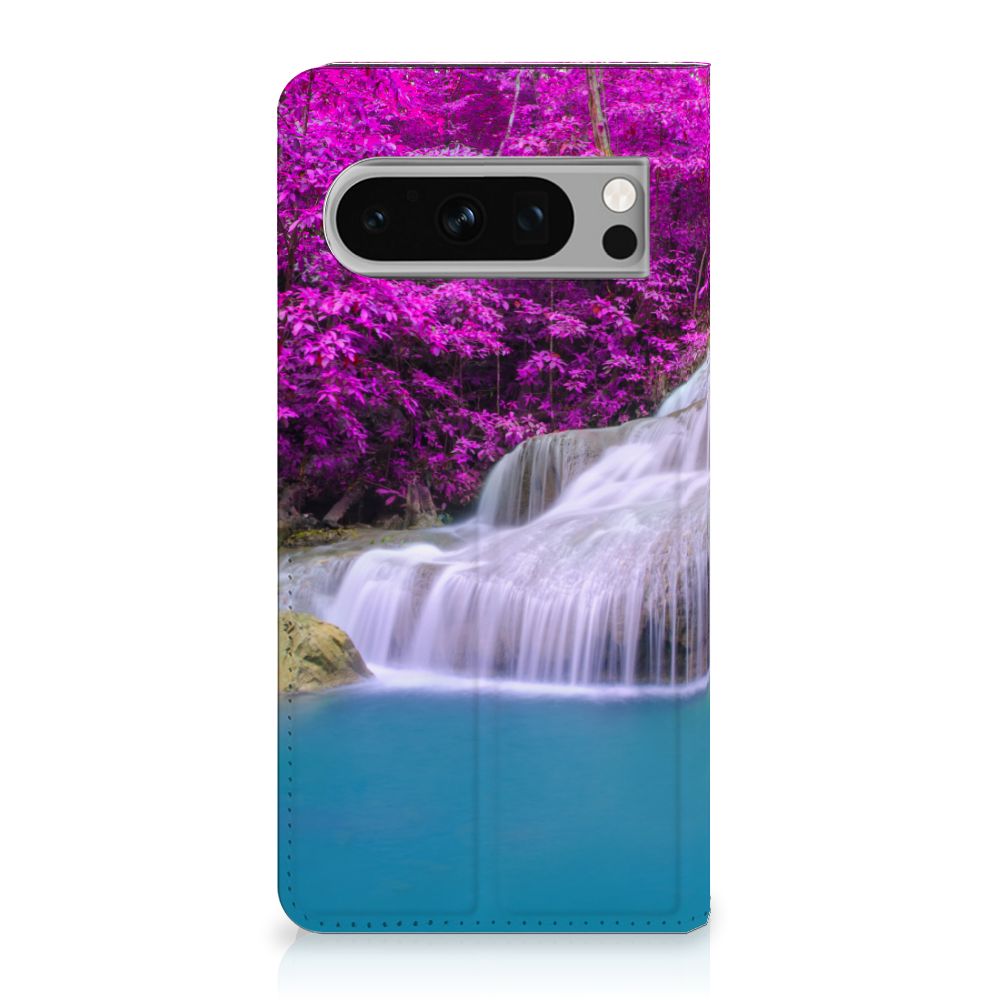 Google Pixel 8 Pro Book Cover Waterval boekhoes waterval roze uitzicht