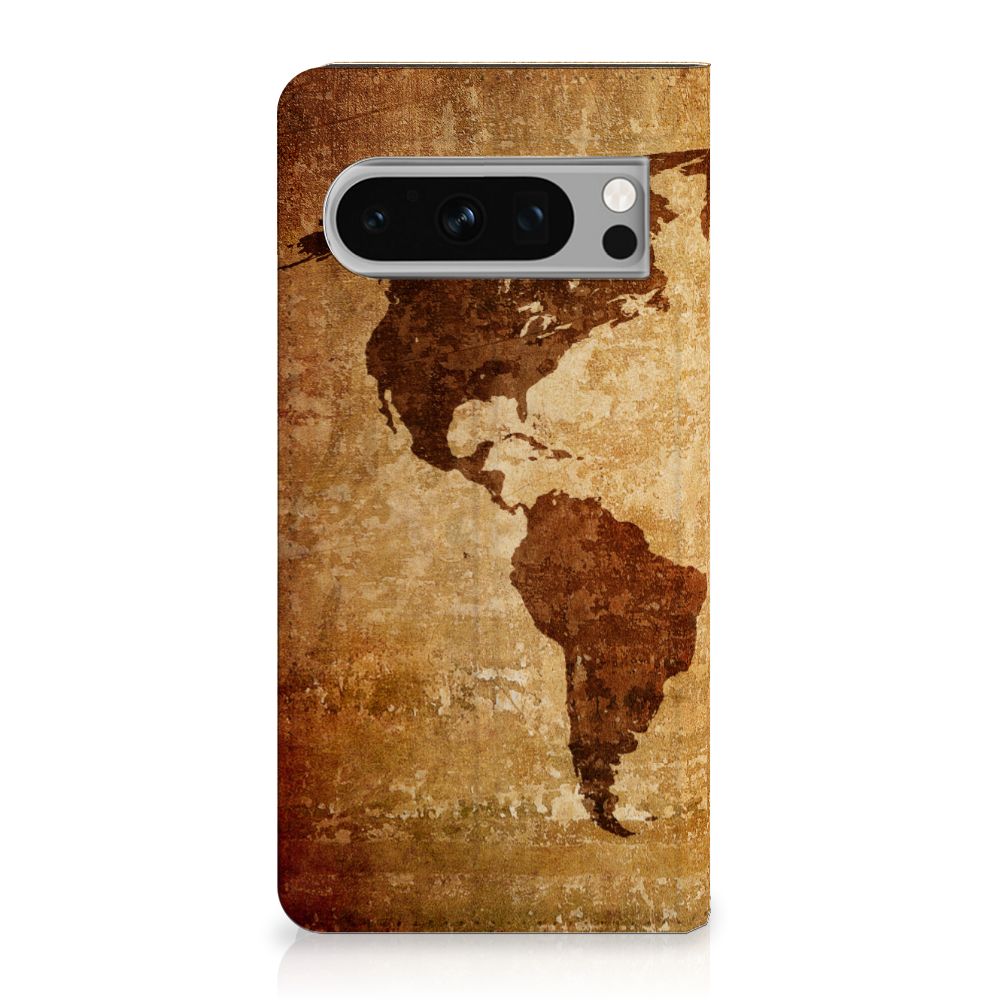 Google Pixel 8 Pro Book Cover Wereldkaart met vintage wereldkaartdesign voor bescherming en stijl 🌍