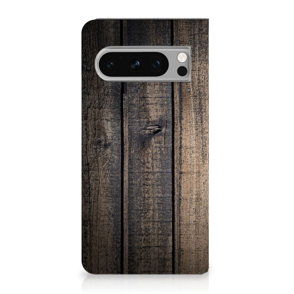 Google Pixel 8 Pro Book Wallet Case Steigerhout steigerhout design achterkant