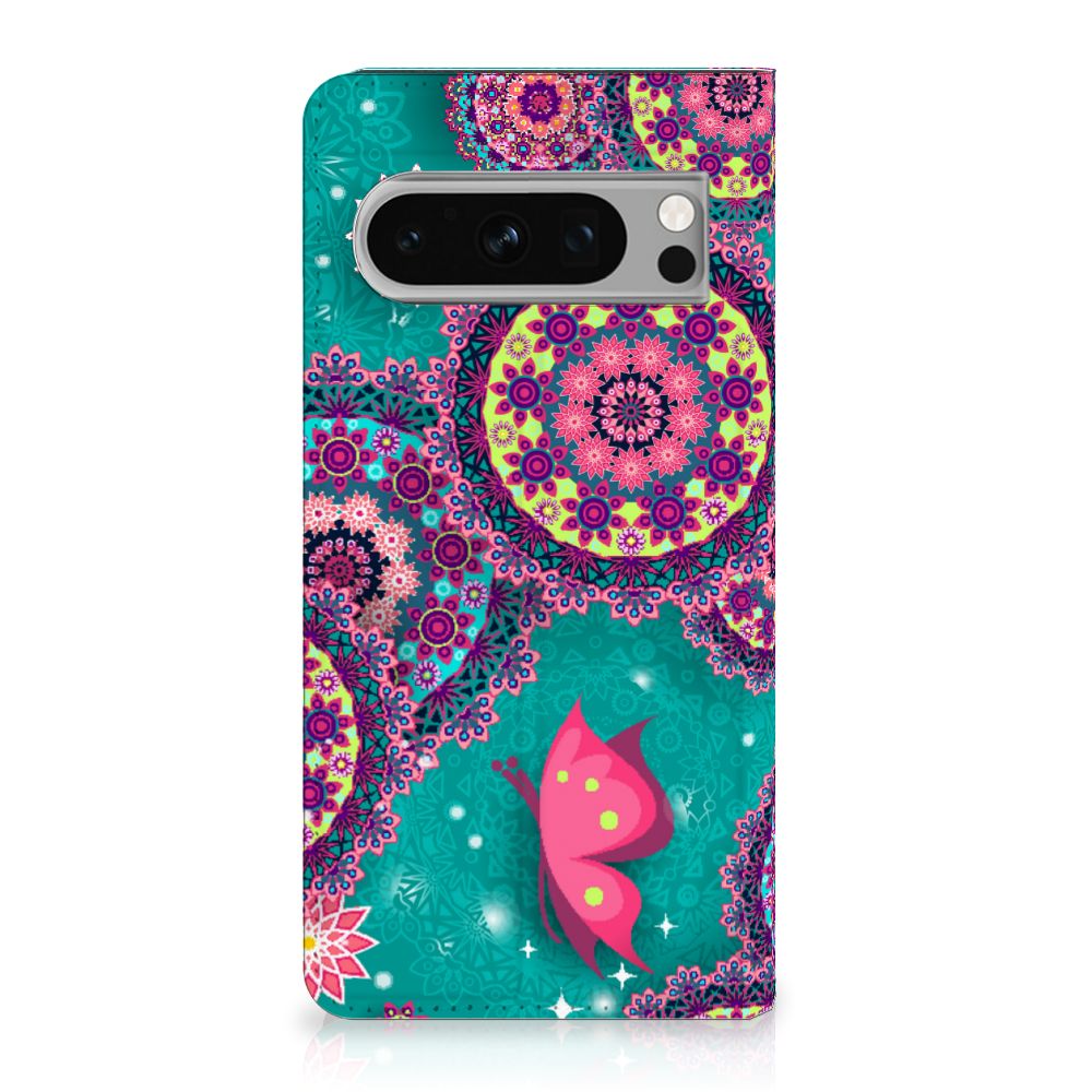 Google Pixel 8 Pro Bookcase Cirkels en Vlinders design Cirkels Vlinders voorkant